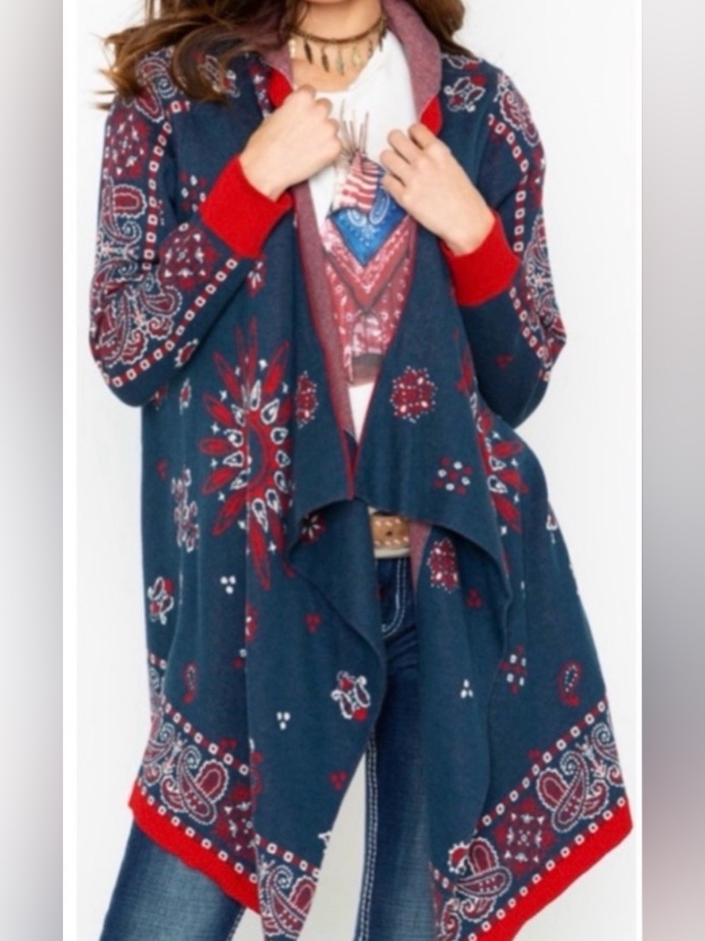 Tasha Polizzi Americana hooded open front cardigan